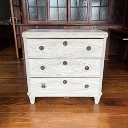 An Antique Painted Pine Dresser With Brass Pulls - Distressed