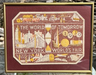 Framed 1939 New York Worlds Fair Felt Wall Hanging