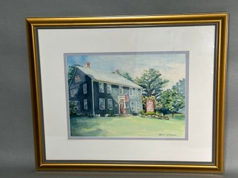 Karen Staszko Blue Colonial Home Watercolor