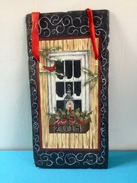 2014 Christmas Window Scene Painted On Slate Board