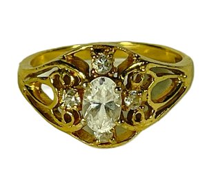 Gold Over Sterling Silver Ladies Ring About Size 6 White Stones