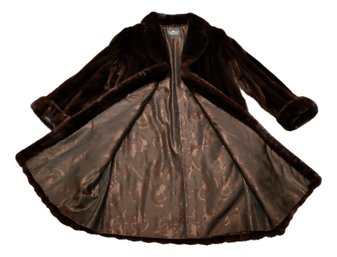 Jack- Paul Walzter, Inc Fur Couture Brown Mink Coat With Notch Collar And Rollback Cuffs