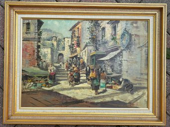 A VIntage Oil On Canvas In Impasto Style, 20th Century, Continental School, F. Myasettz