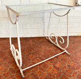 A Vintage Wrought Iron Glass Top Side Table