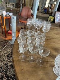 9 Wine Glasses, 6 Champagne Glasses, And 6 Claret Glasses