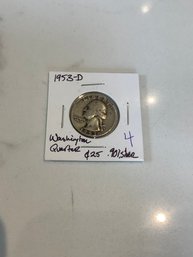 1953 D Washington Quarter 90 Silver 105