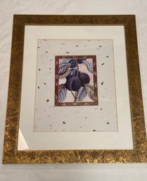 Gold Tone Frame With Floral Motif And White Matting 19x23