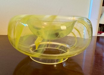 Hand Blown Yellow Glass Bowl