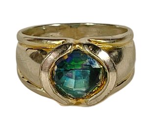 Sterling Silver Ladies Ring About Size 6 To 7 Blue Stone