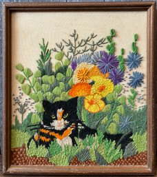 Handmade Embroidered Cat Picture