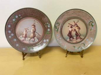 Decorative Decoupage Easter Bunny Ceramic Plates