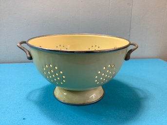 Vintage Yellow Enameled Colander