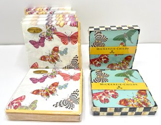 2 New 4-Packs Mackenzie Childs Sky Butterfly Garden Coasters  & 120 Cocktail Napkins