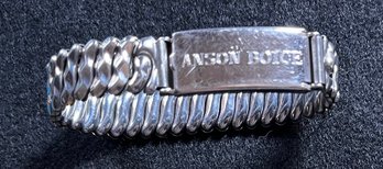 Vintage Sterling Silver & Stainless Steel ID Bracelet - Anson Boice - Expendable Band - 9 Inch Circumference
