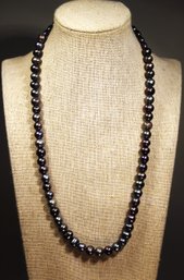 20' Long Genuine Cultured Pearl Gray Colored Beaded Necklace