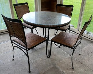 Iron And Woven Table And Chairs