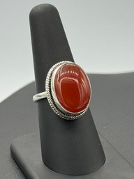 Gorgeous Carnelian Cabochon Sterling Silver Ring