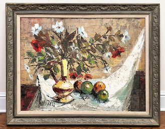 A Mid Century Impasto Still Life Oil On Canvas, Continental School, Signed Melatti