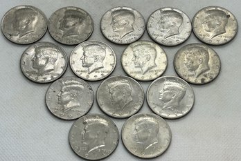 Large Lot Of 14 KENNEDY HALF DOLLARS- Some Are 40 Percect Silver