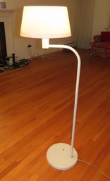 -1970s Standing White Lamp.  52 Tall, Shade Is 14 Diam.