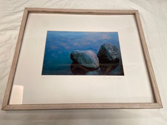 'rocks In Shallows' Signed Daniel Schmolze Photograph Print 25x21 Matted Framed