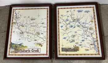 Two Framed New York State Souvenir Maps