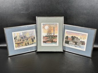 Three Vintage Prints By R.E. Kennedy Of Boston & Charlestown Landmarks