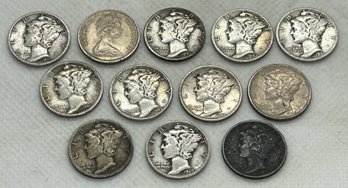 Large Lot Of Original U.S. 90 Percent Silver MERCURY DIMES