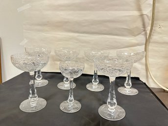 Six Large & One Petite Vintage Crystal Champagne / Cocktail Glasses   RC-A4