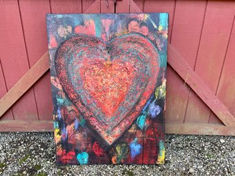 Floating Hearts Oil Painting By Patti Hirsch, 2' 6' X 3' 4'