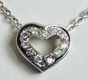 Beautiful 14k White Gold Diamond Heart Necklace