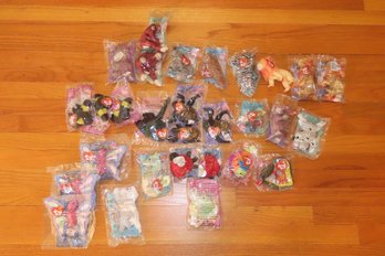 29 McDonalds Small Beanie Babies With Tags, Most In Sealed Packaging.  Includes 3 Butterflies, 3 Lions, Etc