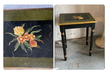 Floral Painted Occasional Side Table