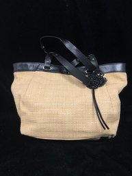 Cole Haan Leather Straw Shoulder Bag