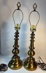 Pair Of Tall Brass Table Lamps