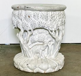 A Whimsical Carved Wood End Table Or Pedestal - Painted