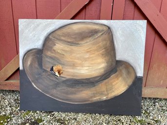 Weekend Guest (Hat With Feather Enhancement) Oil On Canvas By Patti Hirsch