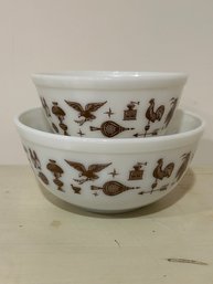 Vintage PYREX Early American Pattern Cinderella Bowls (402 & 403)