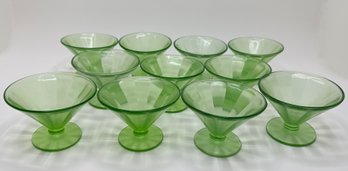 11 Vintage Depression Glass Short Martini Glasses