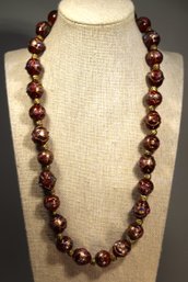 Large Strand Of Large Venetian 'wedding Cake' Red Art Glass Beads Necklace