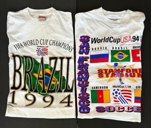 NWOT 1994 Lot Of 2 World Cup FIFA World Cup Champions Brazil And World Cup USA  T Shirts ( READ Description)