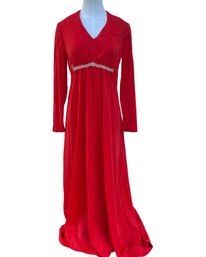 Vintage 1970s Fancy Red Dress - -Size Small