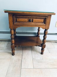 Hardwood End Table With Drawer