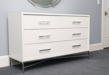 West Elm Floating Dresser Wth Bar Handles &  Chrome X-Brace Base