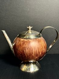 Coconut Teapot With Silver Detailing