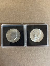 Lot Of 2 Beautiful Kennedy Half Dollars 40 Silver In Plastic Case