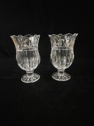 CRYSTAL TULIP GARDEN HURRICANE CANDLE HOLDERS