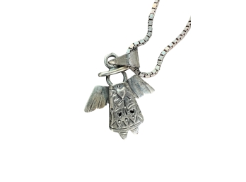 Sterling 925 Silver Winged Angel Pendant Necklace With Beautiful Box Chain