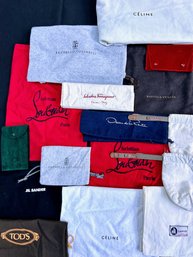 Large Lot Of Designer Dust Bags: Louboutin, Lanvin, Celine, Cartier, Ferargamo, Bottega Veneta And More