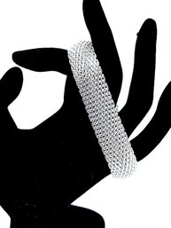 Tiffany & Co Style 925 Sterling Silver Wide Mesh Bracelet